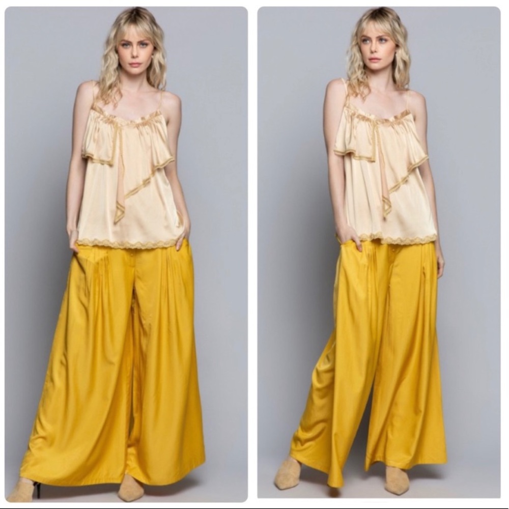 *SALE* POL Gold Satin Ruffle Camisole - Picture 3 of 8